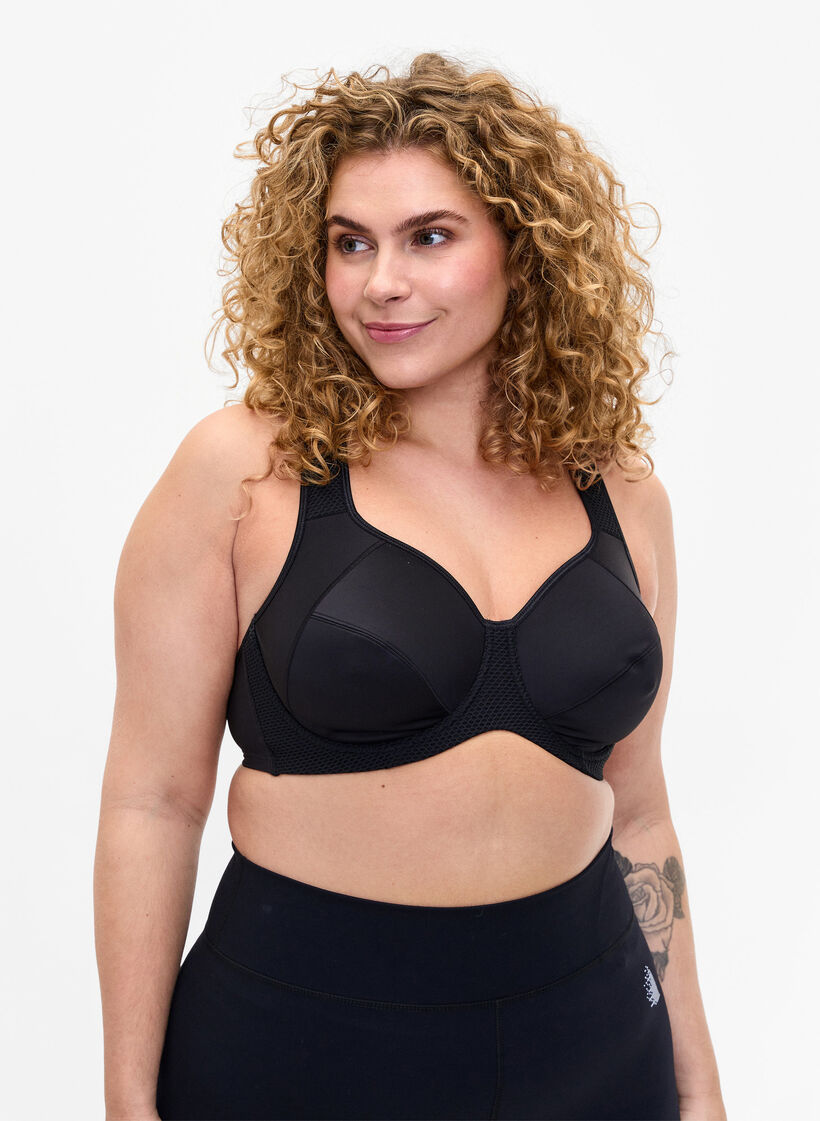 CORE, HIGH SUPPORT WIRE BRA - Sport-BH mit Bügel, Schwarz, Model image number 0