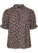 Gebl&uuml;mte Bluse aus Viskose mit kurzen &Auml;rmeln und Smockdetails, Blau, Packshot image number 0