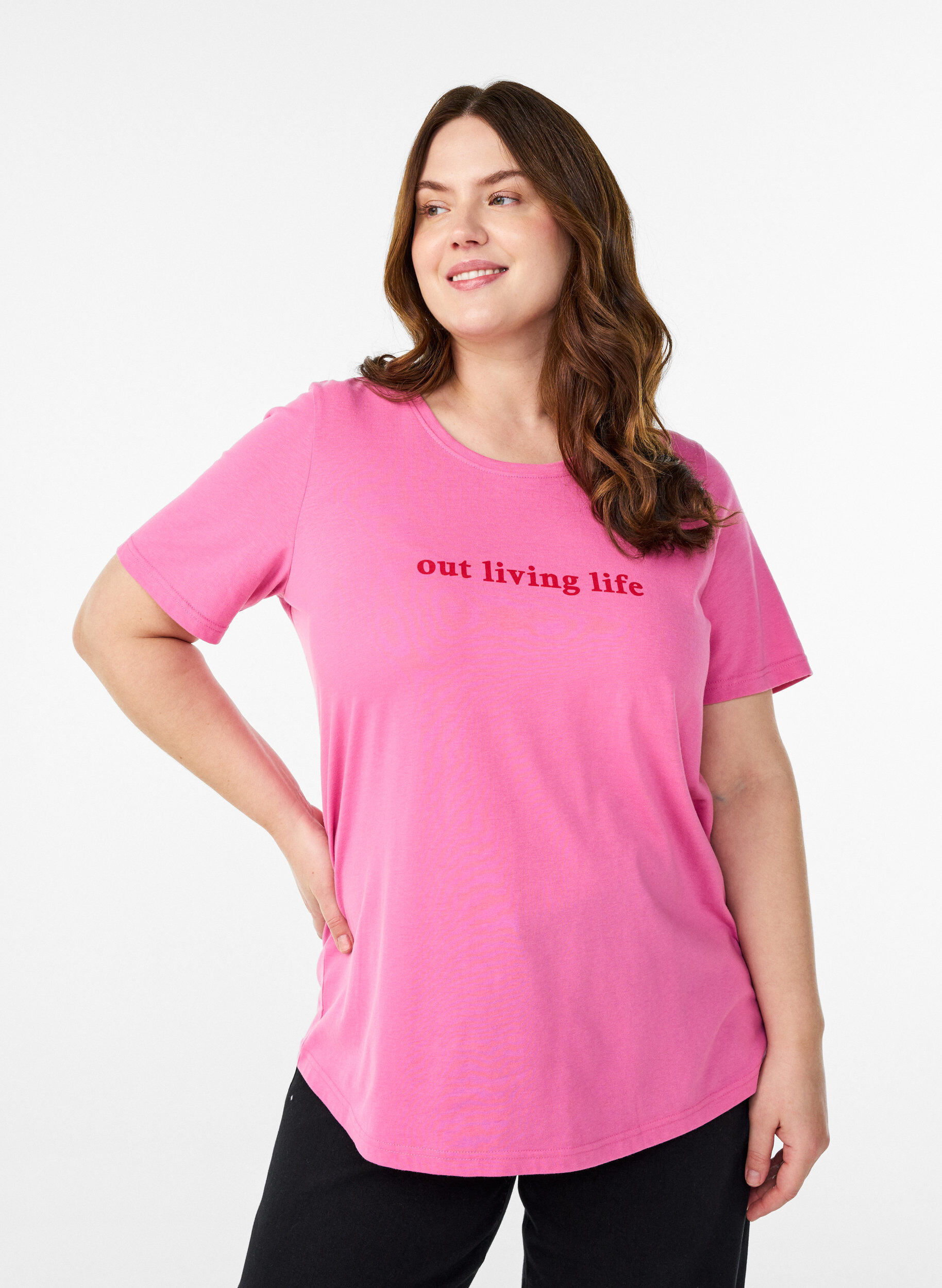 T-shirt imprim&eacute;, Rose, Model