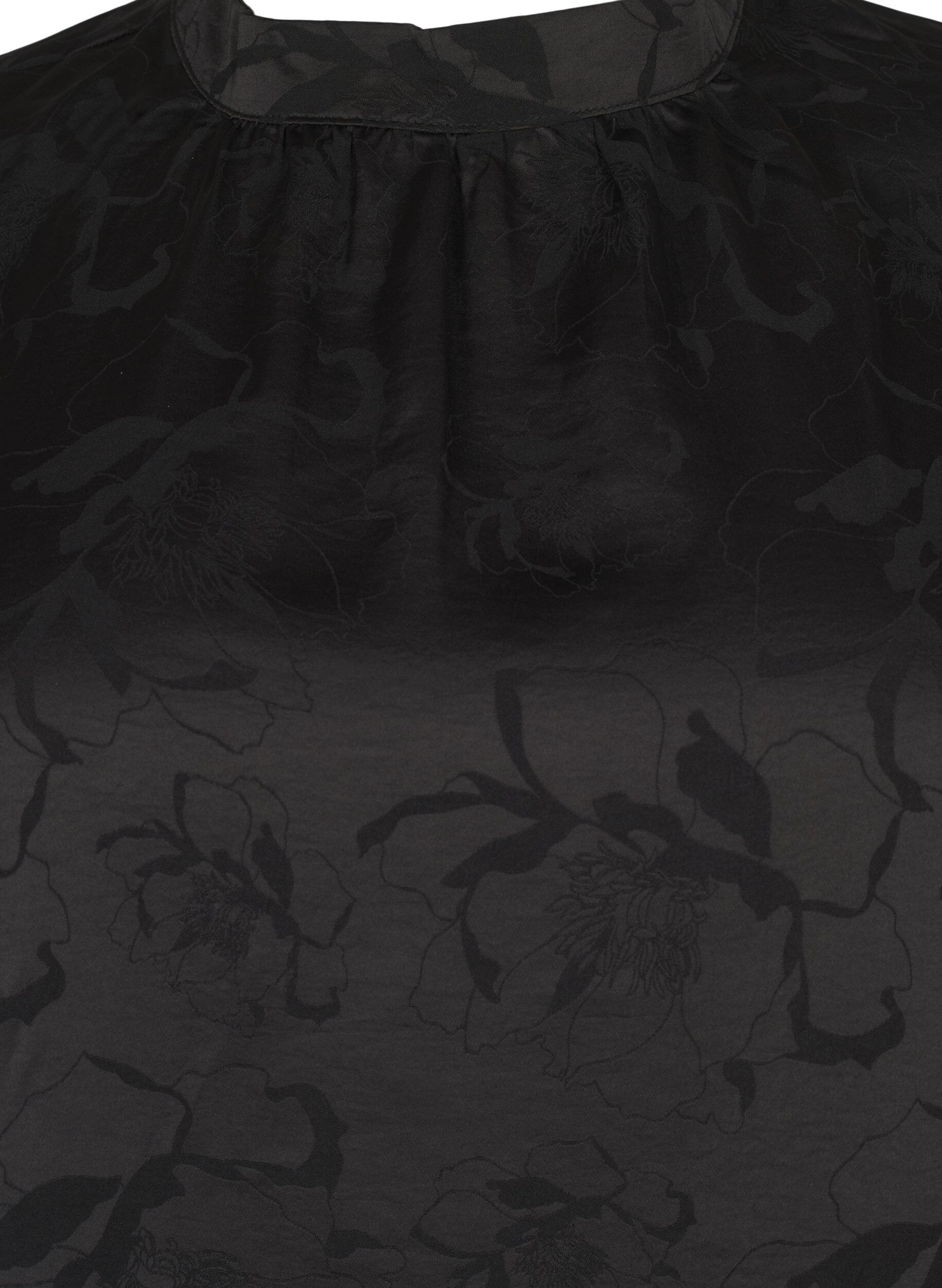 Zizzi Chemisier en satin &agrave; motif ton sur ton, Black, Packshot image number 2