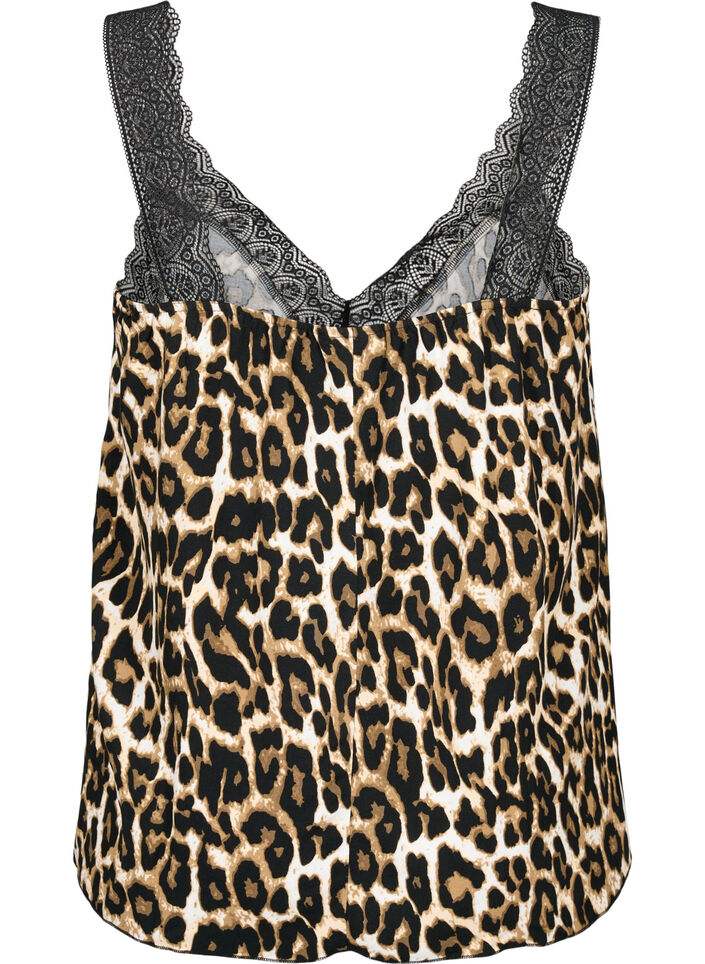 Top avec dentelle en viscose, Leopard, Packshot image number 1
