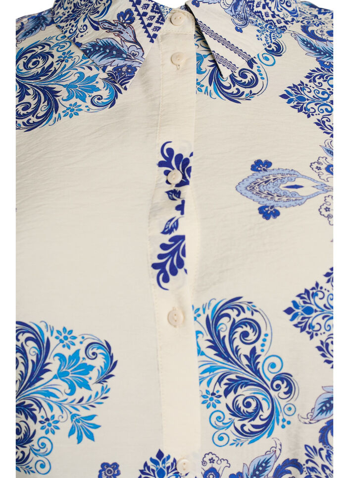 Gemusterte Bluse aus Viskose mit 3/4-&Auml;rmeln, Blau, Packshot image number 2