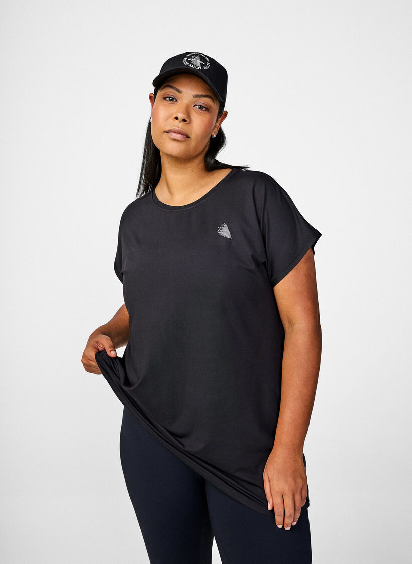 T-shirt long de sport, Noir, Image image number 0