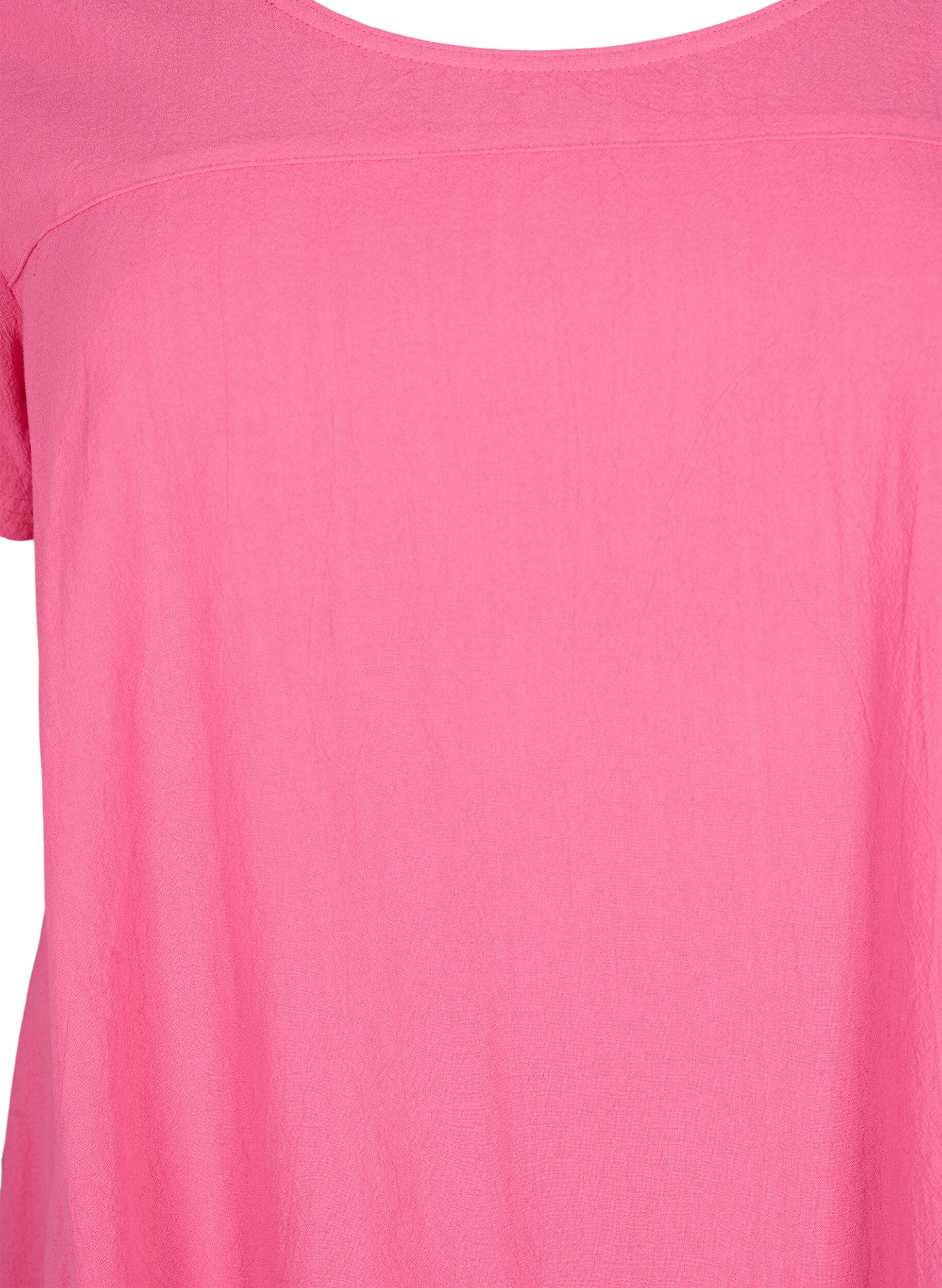 Zizzi Baumwollkleid mit kurzen &Auml;rmeln, Pink, Packshot image number 2
