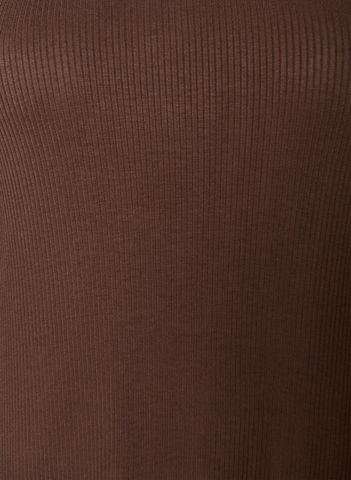 &Auml;rmelloses geripptes Kleid aus Viskose, Braun, Packshot image number 2