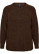 Melierte Strickbluse mit Rundhalsausschnitt, Braun, Packshot image number 0