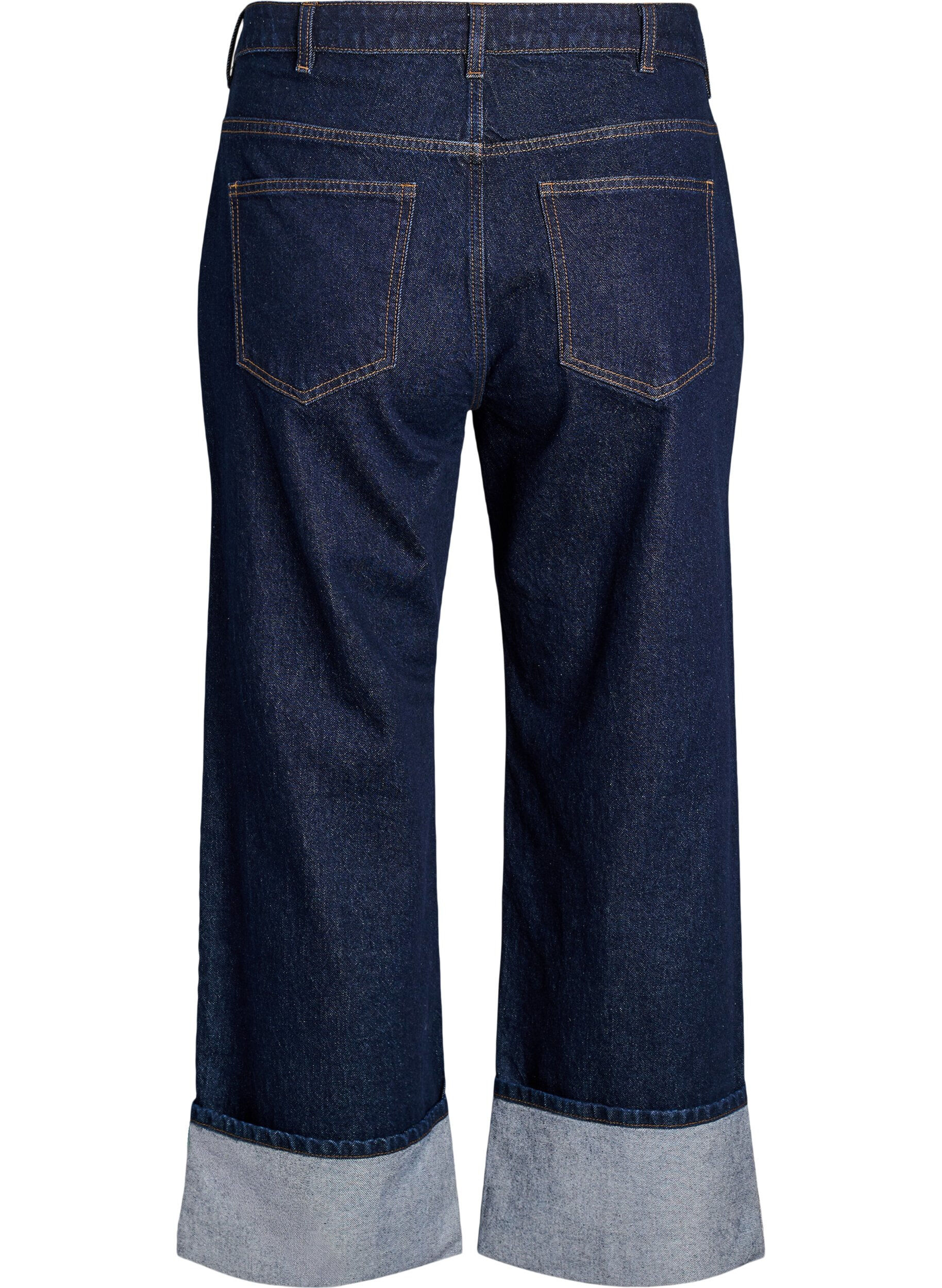 Zizzi Straight-Fit-Jeans mit weitem Bein und Umschlag, Blau, Packshot image number 1