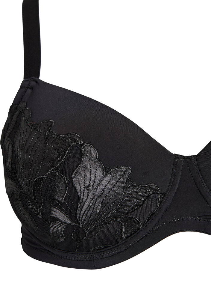 Soutien-gorge rembourré avec broderie florale, Noir, Packshot image number 2