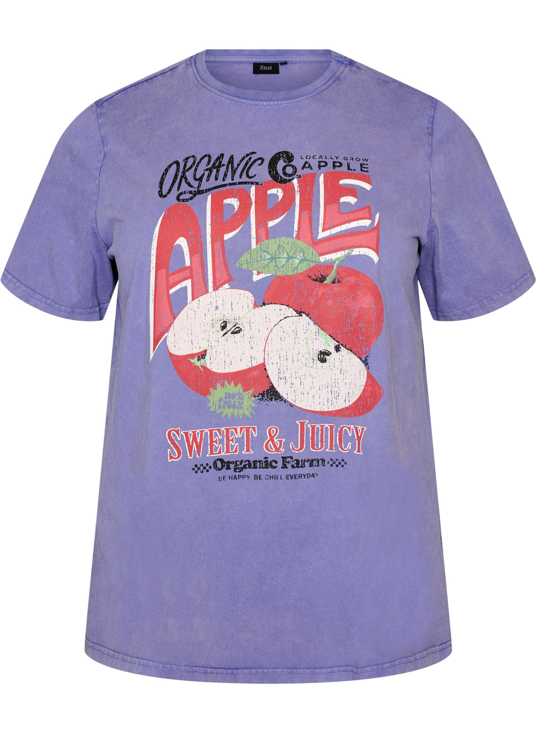 T-shirt en coton avec imprim&eacute; sur le devant et effet d&eacute;lav&eacute;