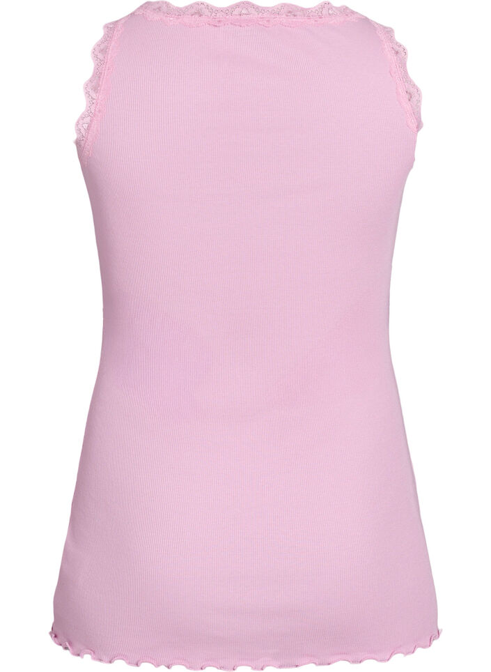 Top mit Spitzensaum, Pink, Packshot image number 1
