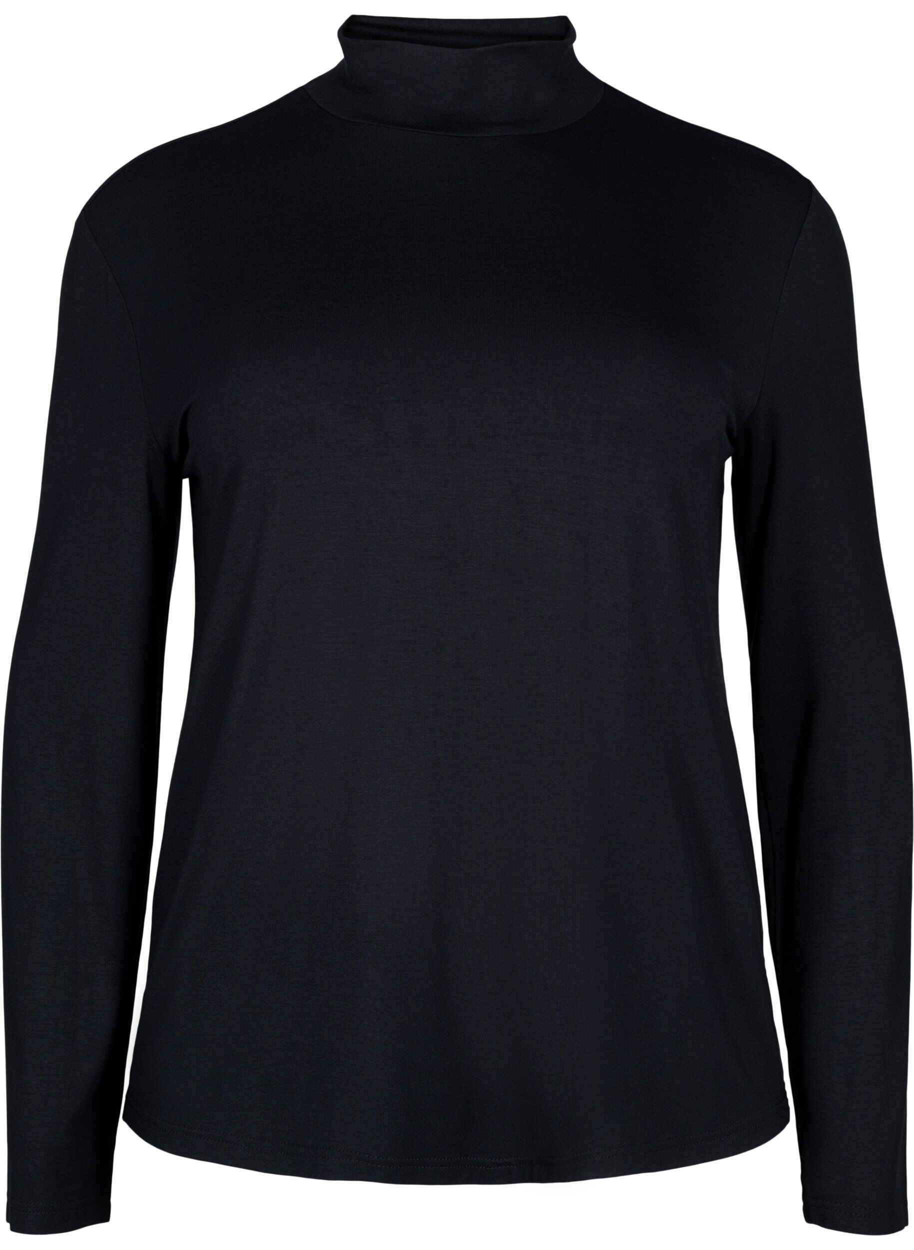 Zizzi Chemisier &agrave; manches longues et col montant, Noir, Packshot image number 0