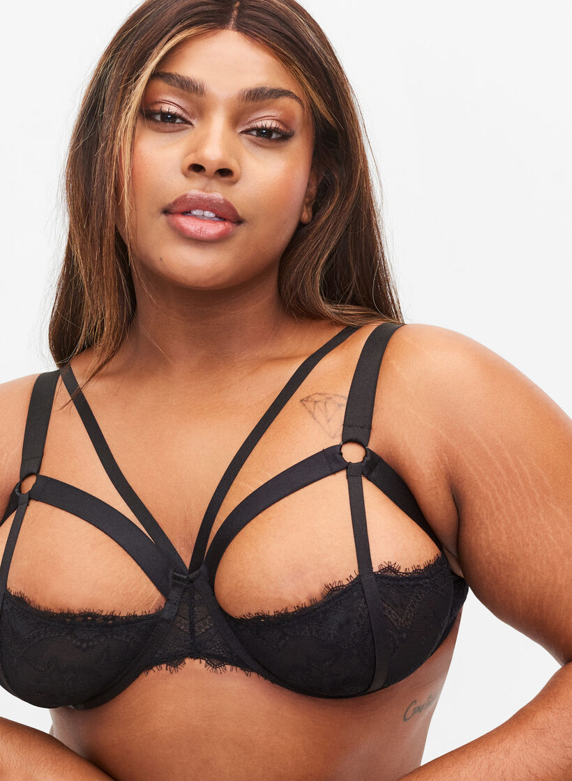 Soutien-gorge à armatures avec cordons, Black, Model image number 2