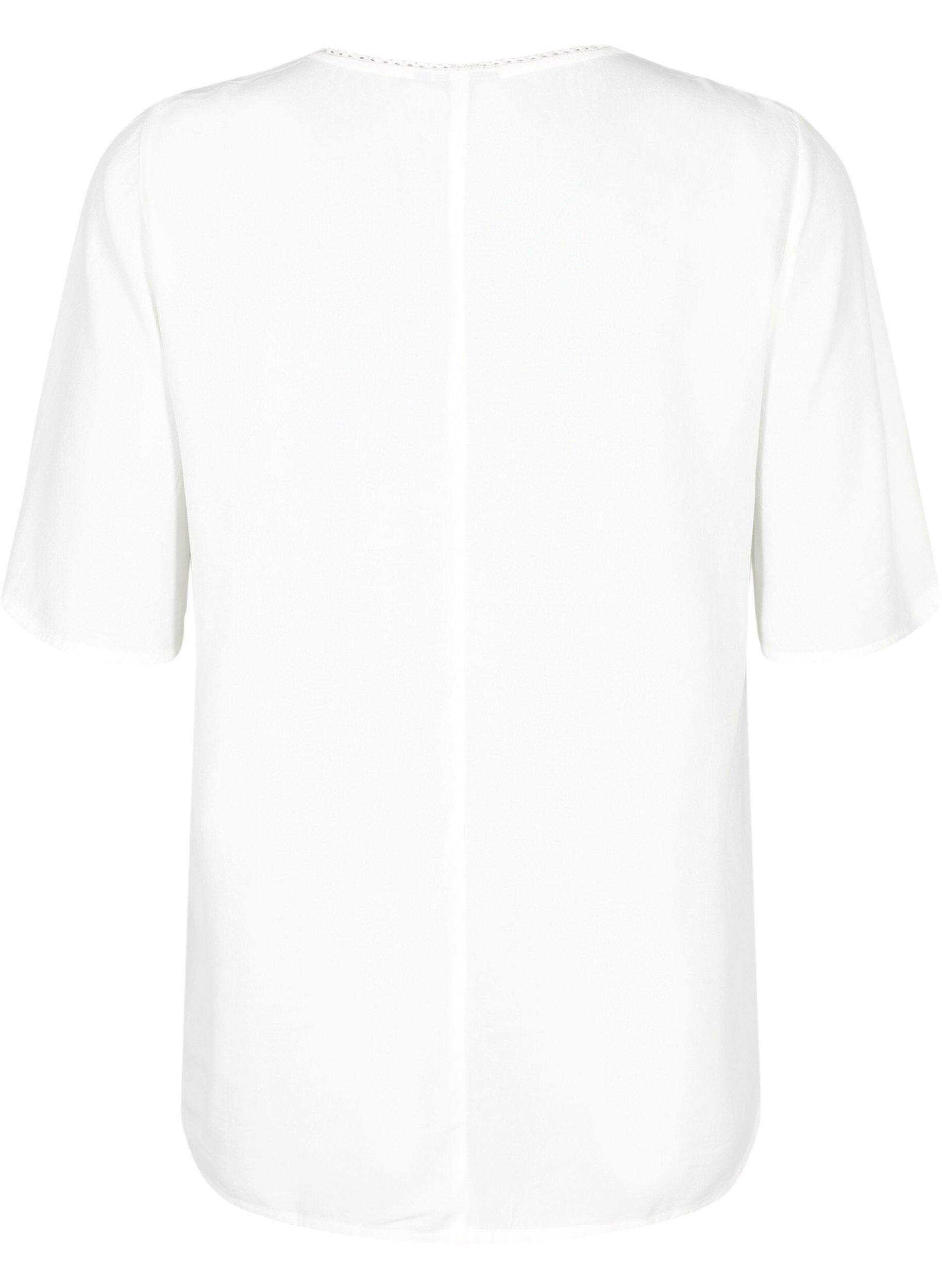 Zizzi Viskose Bluse mit 1/2 &Auml;rmeln und Stickerei-Detail, Snow White, Packshot image number 1