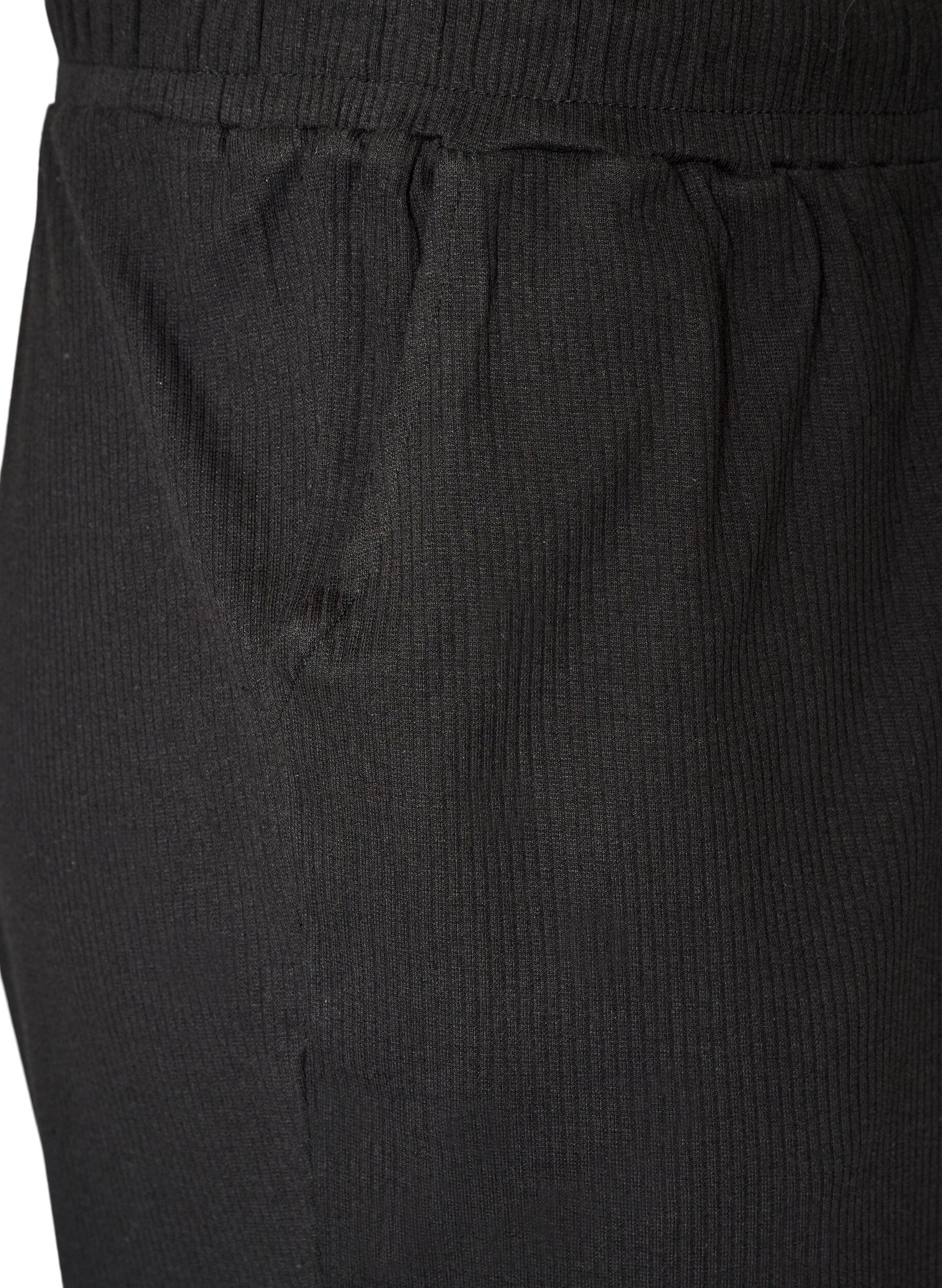 ZizziGerippte Pyjamahose mit geraden Beinen, Schwarz, Packshot image number 3
