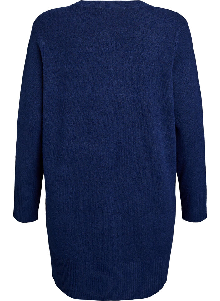 Strickjacke mit Rippenstrick und Taschen, Blau, Packshot image number 1