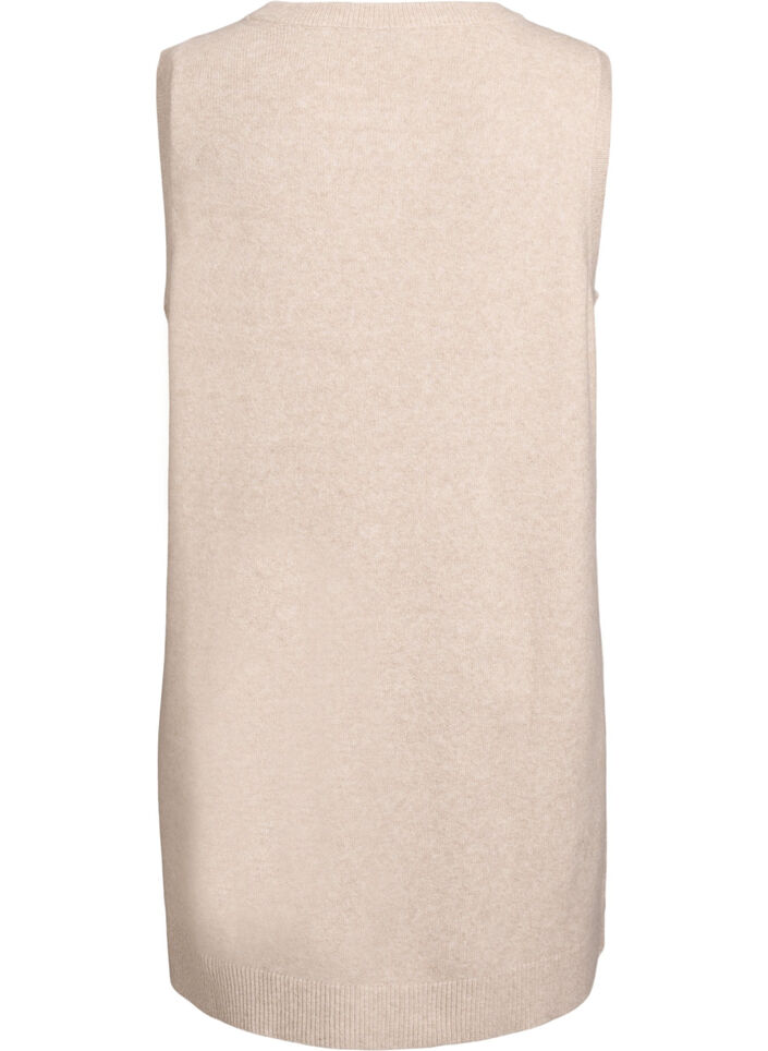Kurzes &auml;rmelloses Strickkleid, Beige, Packshot image number 1