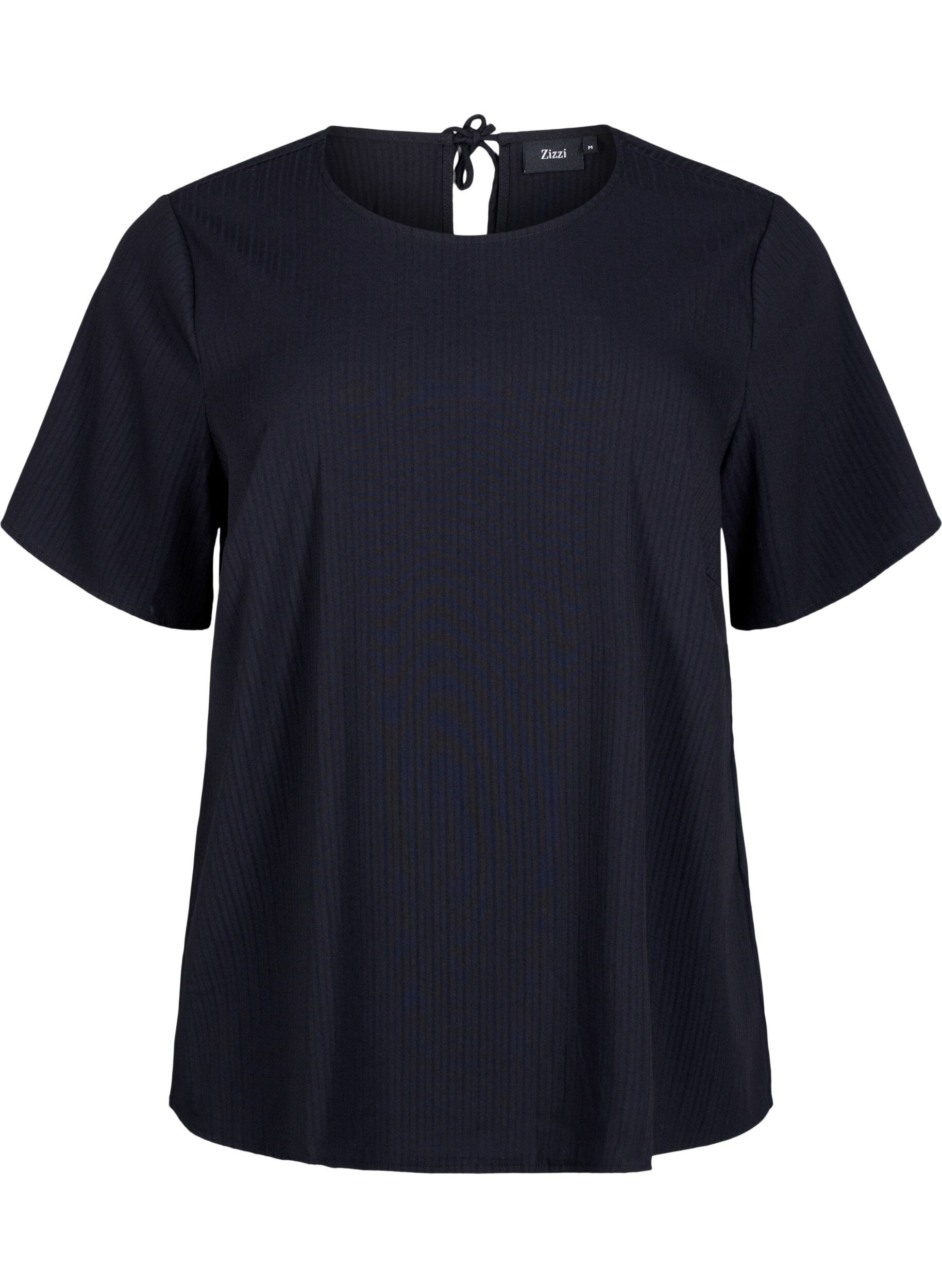 Zizzi Chemisier &agrave; manches courtes en viscose avec liens, Black, Packshot image number 0