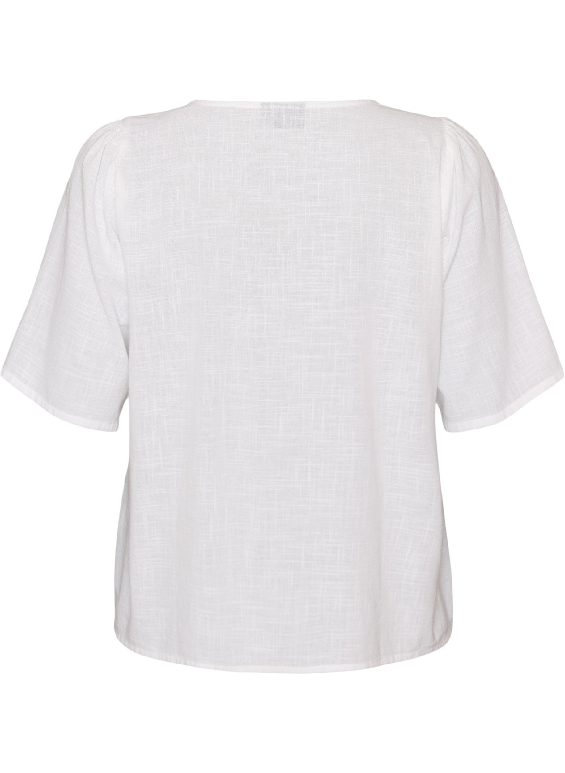 ZizziKurz&auml;rmelige Bluse aus Baumwolle mit V-Ausschnitt, Wei&szlig;, Packshot image number 1