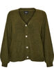 Cardigan avec col en V et texture c&ocirc;tel&eacute;e, Vert fonc&eacute;, Packshot image number 0