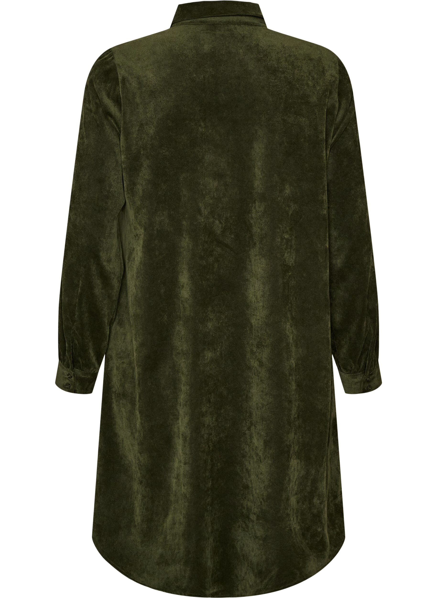 ZizziRobe chemise en velours c&ocirc;tel&eacute; avec col et fermeture boutonn&eacute;e, Vert fonc&eacute;, Packshot image number 1