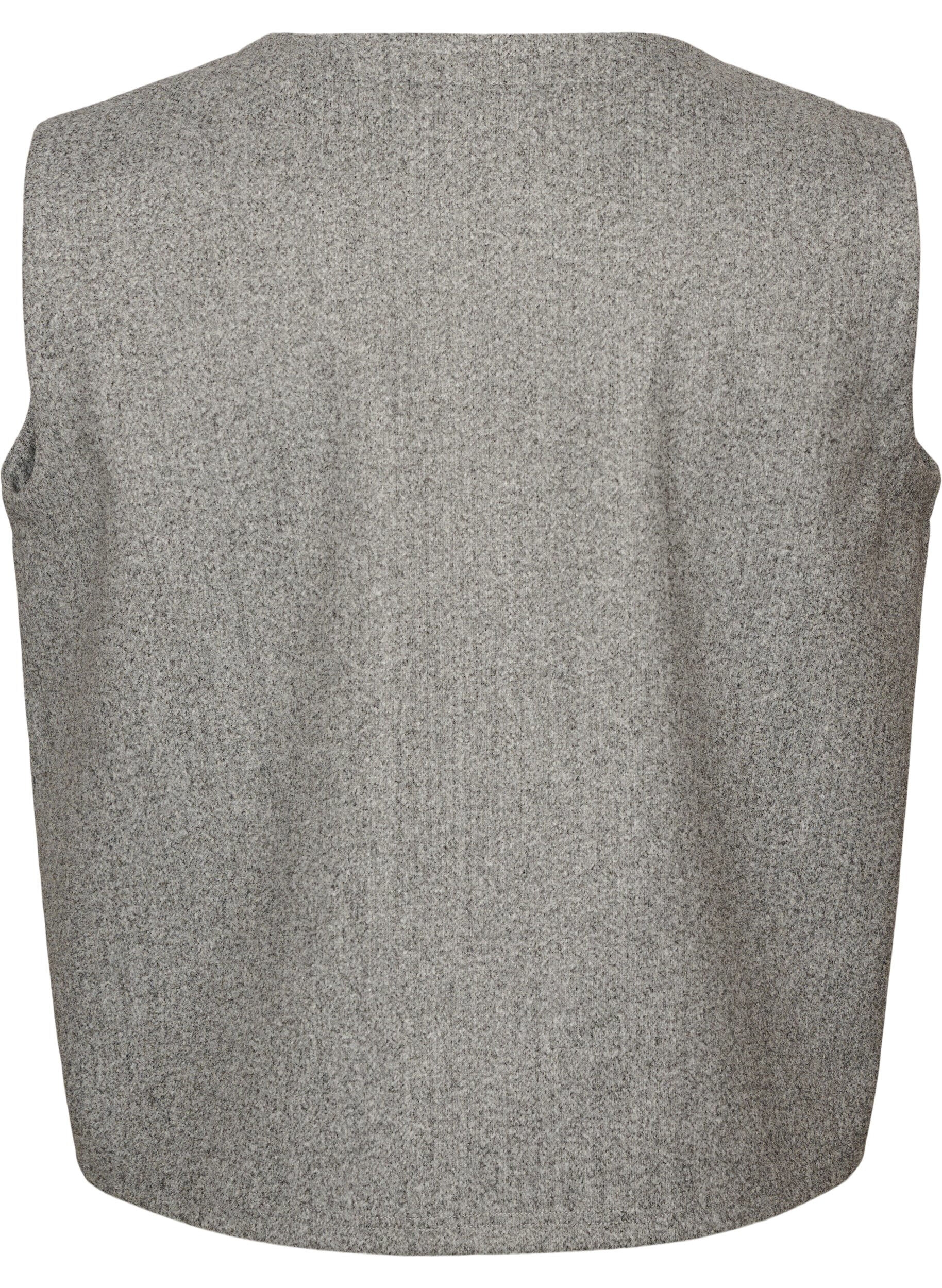 ZizziGilet &agrave; col V avec boutons, Gris, Packshot image number 1