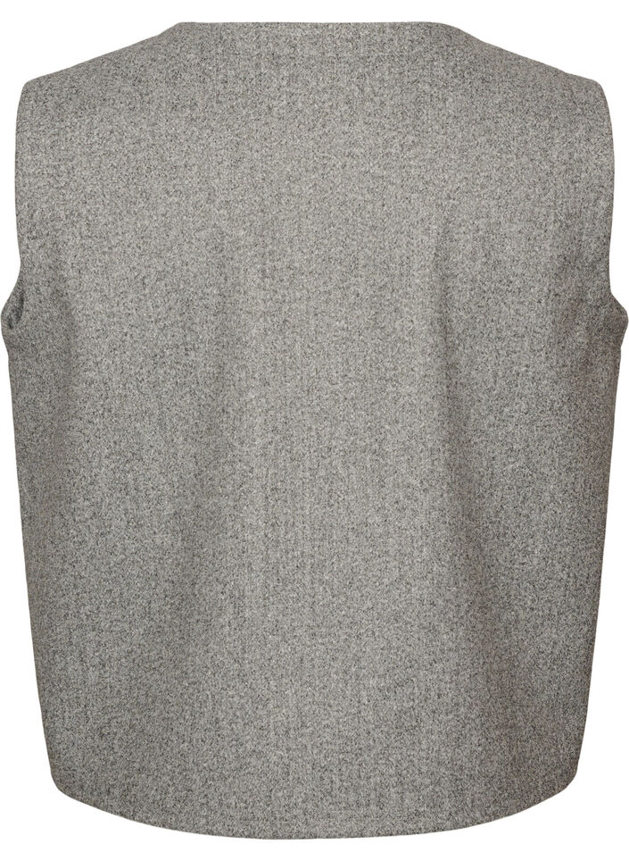 Gilet &agrave; col V avec boutons, Gris, Packshot image number 1