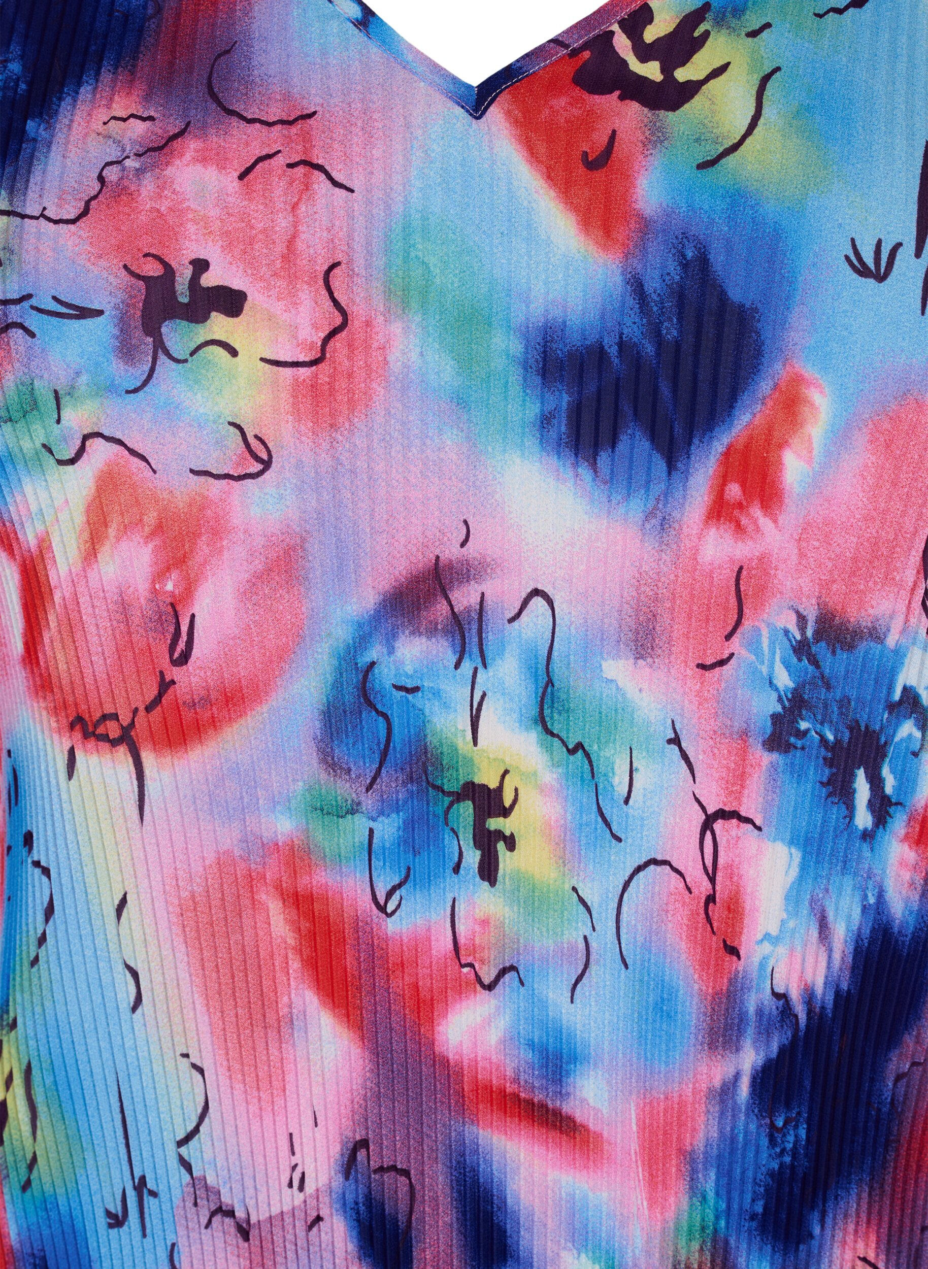 Zizzi Plissierte Bluse mit 3/4-&Auml;rmeln, Lavender Space AOP, Packshot image number 2