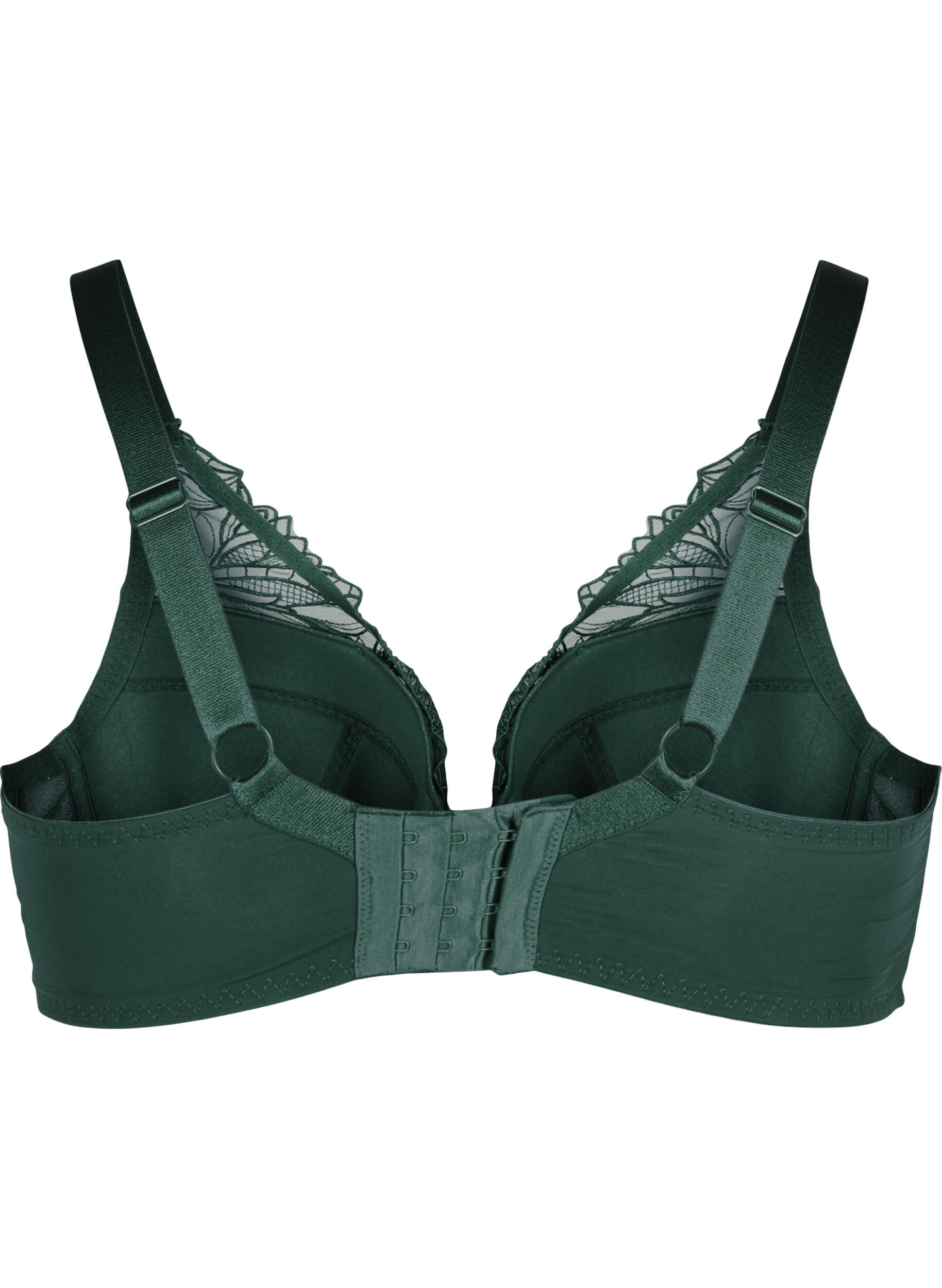 Zizzi Soutien-gorge en dentelle rembourr&eacute; avec armature, Vert fonc&eacute;, Packshot image number 1