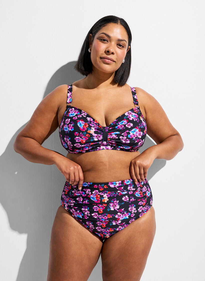 Bikinioberteil mit B&uuml;gel und Muster, Lila, Model image number 1