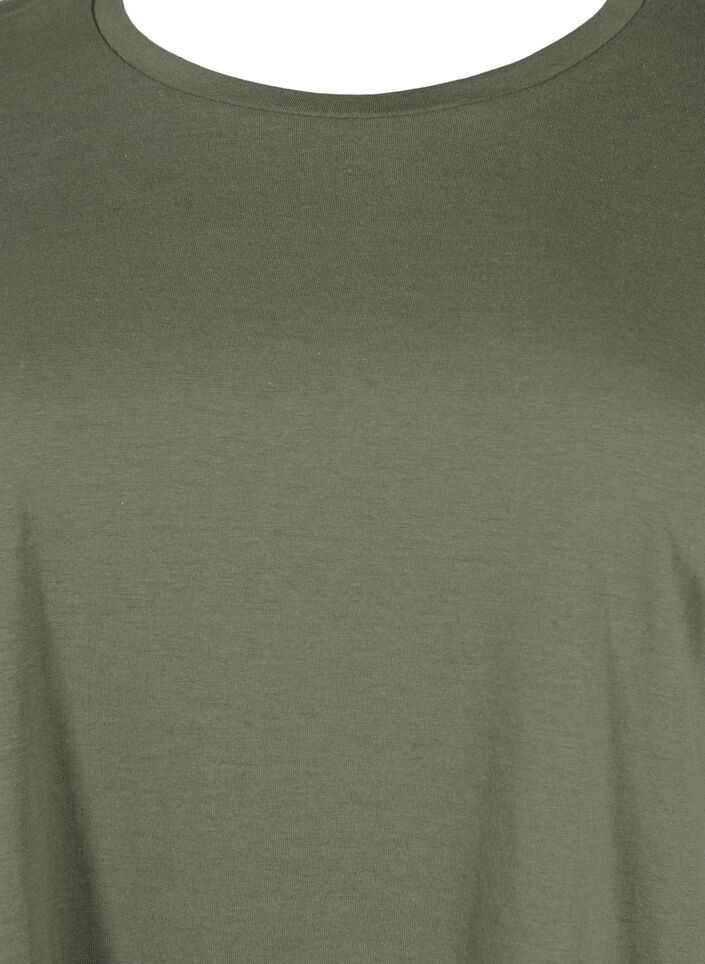 T-shirt &agrave; manches courtes en coton m&eacute;lang&eacute;, Vert Kaki, Packshot image number 2