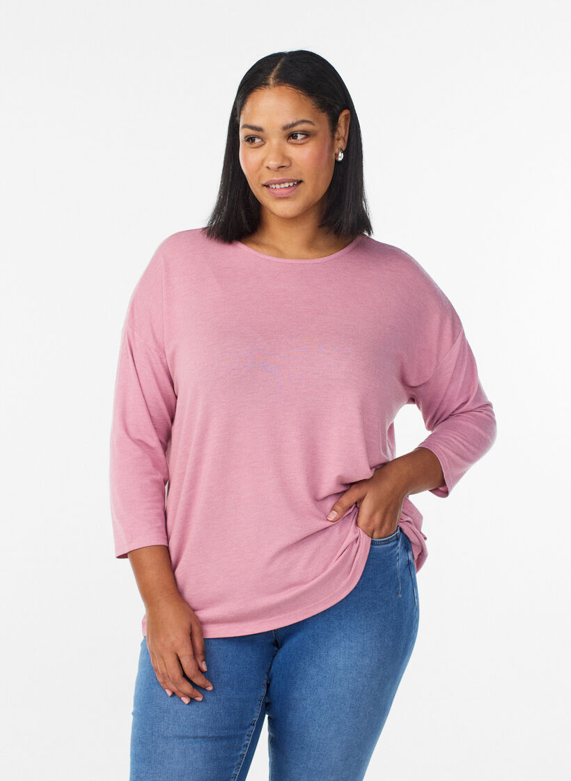 Bluse aus Jersey mit 3/4-&Auml;rmeln, Rot, Model image number 0