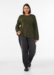 Lockerer Strickpullover mit Kontrastn&auml;hten, Gr&uuml;n, Model image number 1
