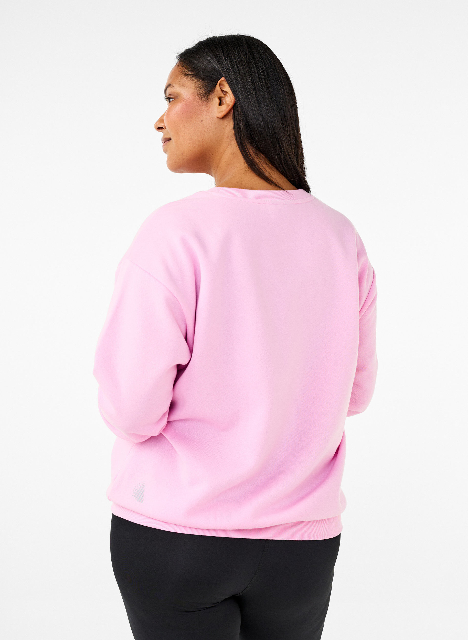 Zizzi Sweatshirt mit Frottee-Schriftzug, Pink, Model image number 2