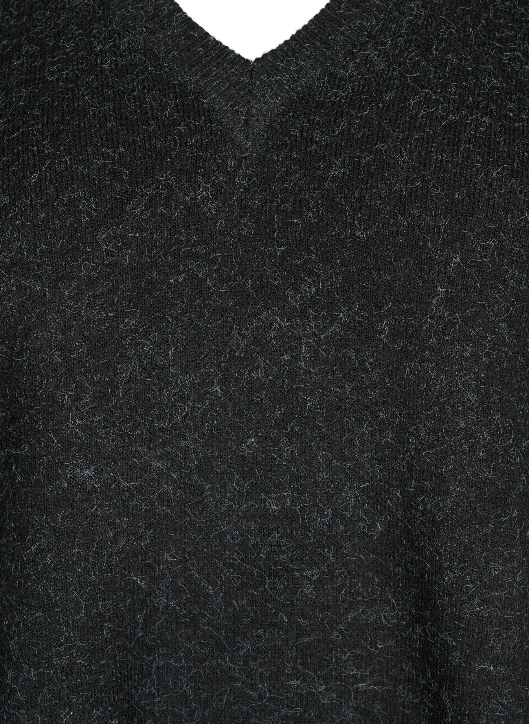 Zizzi Melange Pullover mit V-Ausschnitt, Dark Grey Melange, Packshot image number 2