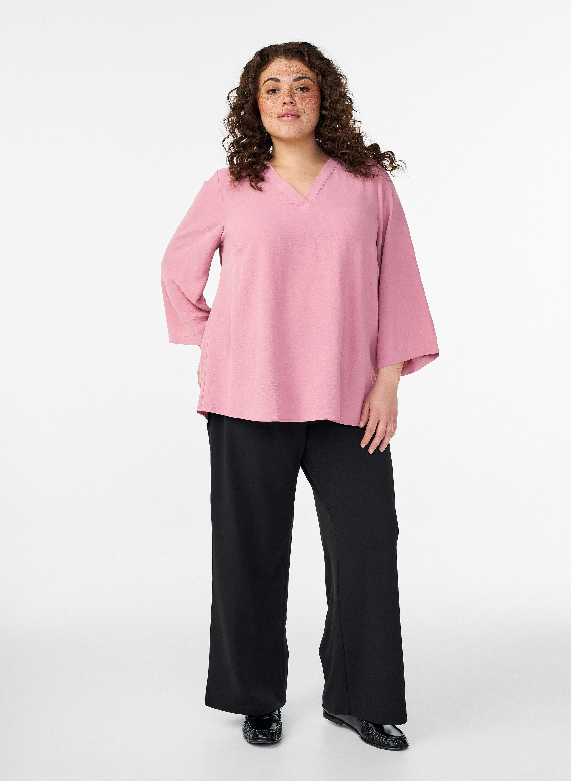 ZizziBluse mit 3/4-&Auml;rmeln, Rot, Model image number 1