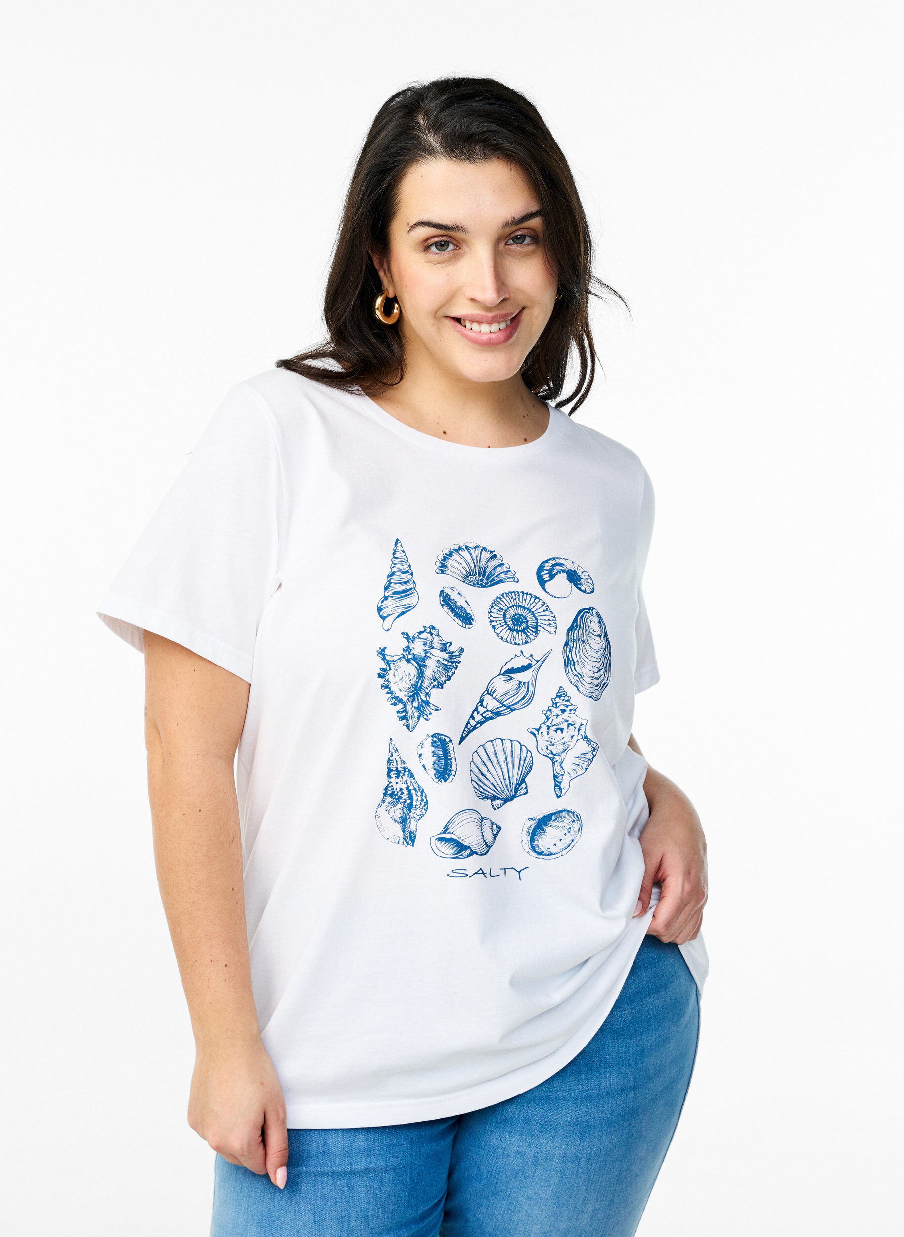 Zizzi T-shirt avec imprim&eacute;, Blanc, Model image number 0