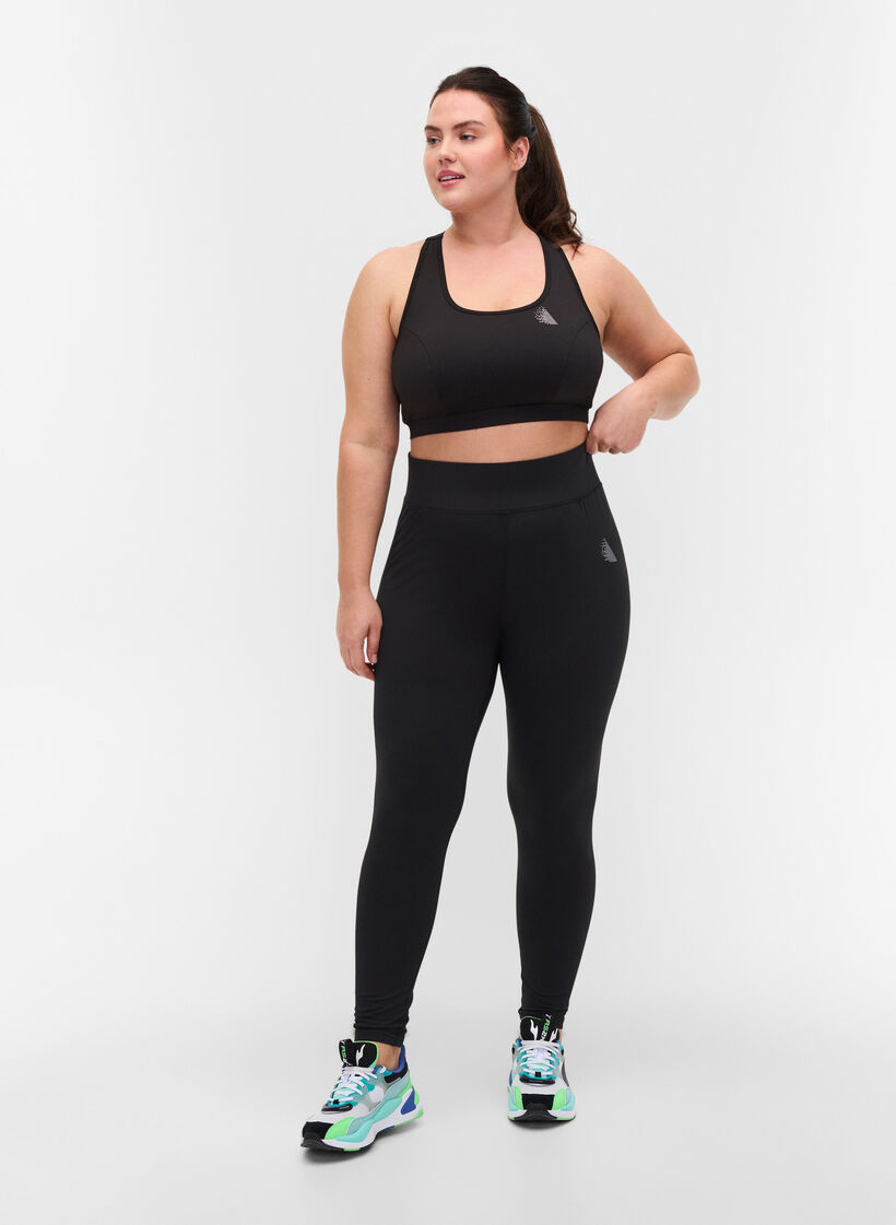 Haut de sport uni avec dos croisé, Black, Model image number 3