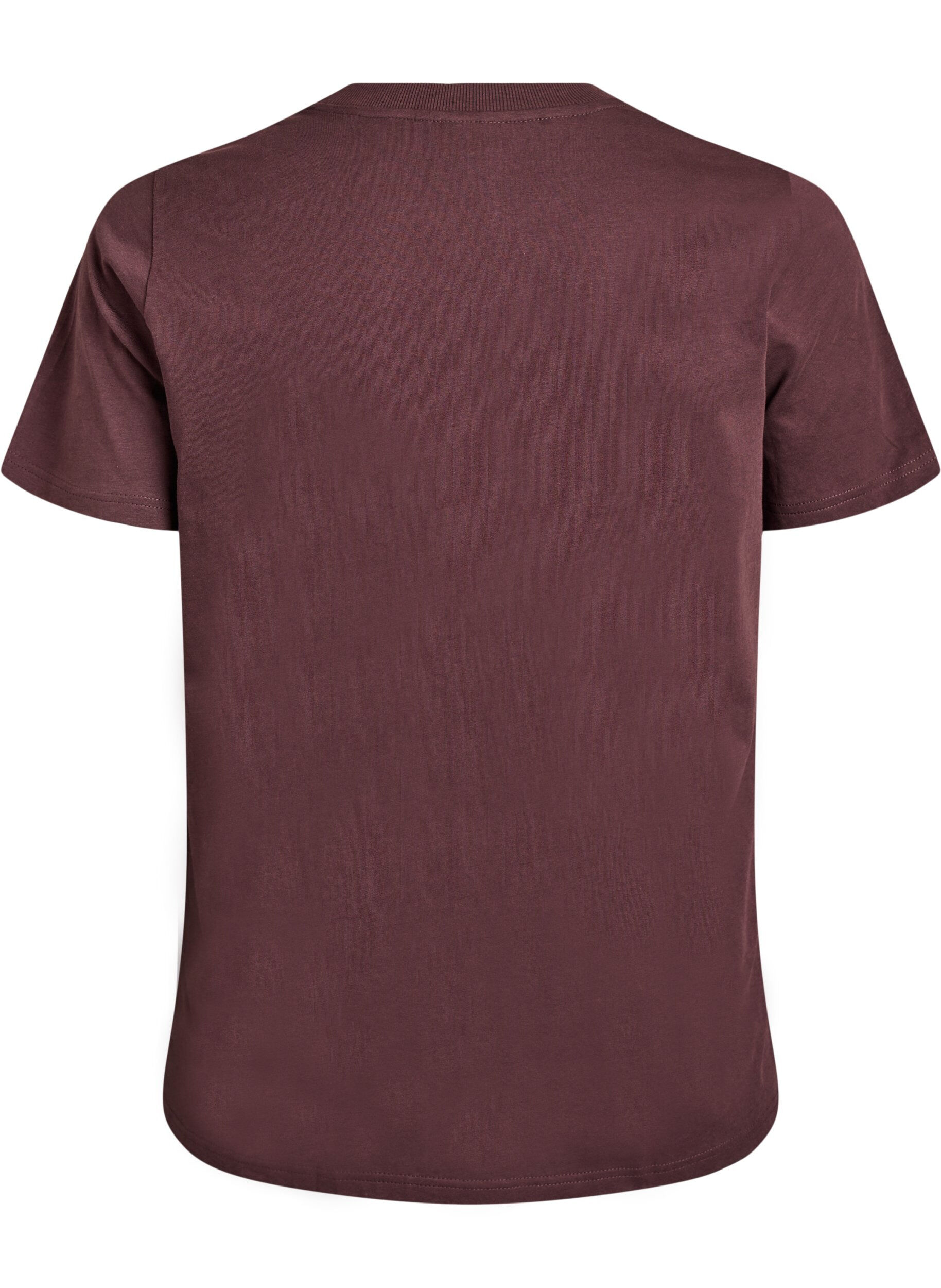 Zizzi T-shirt basique en coton &agrave; col rond, Marron, Packshot image number 1