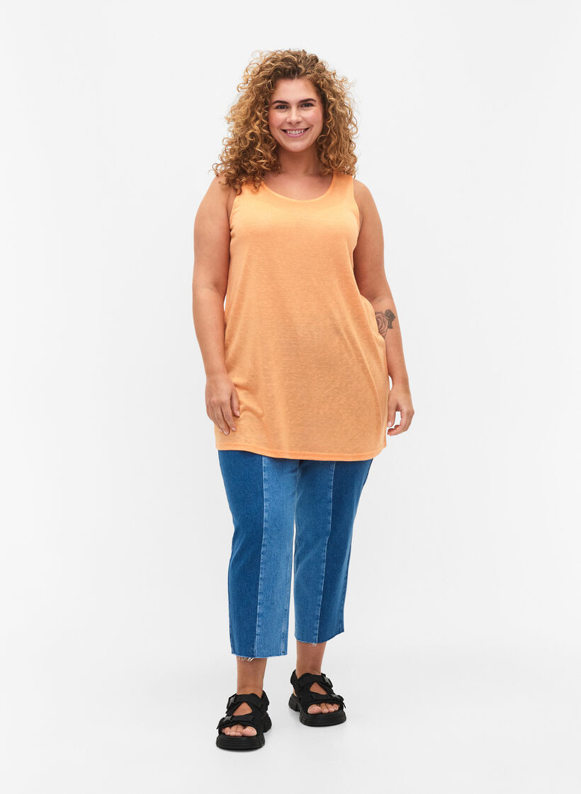 Top avec structure et col rond, Mock Orange, Model image number 2