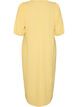 Robe midi avec col en V et texture, Jaune clair, Packshot image number 1