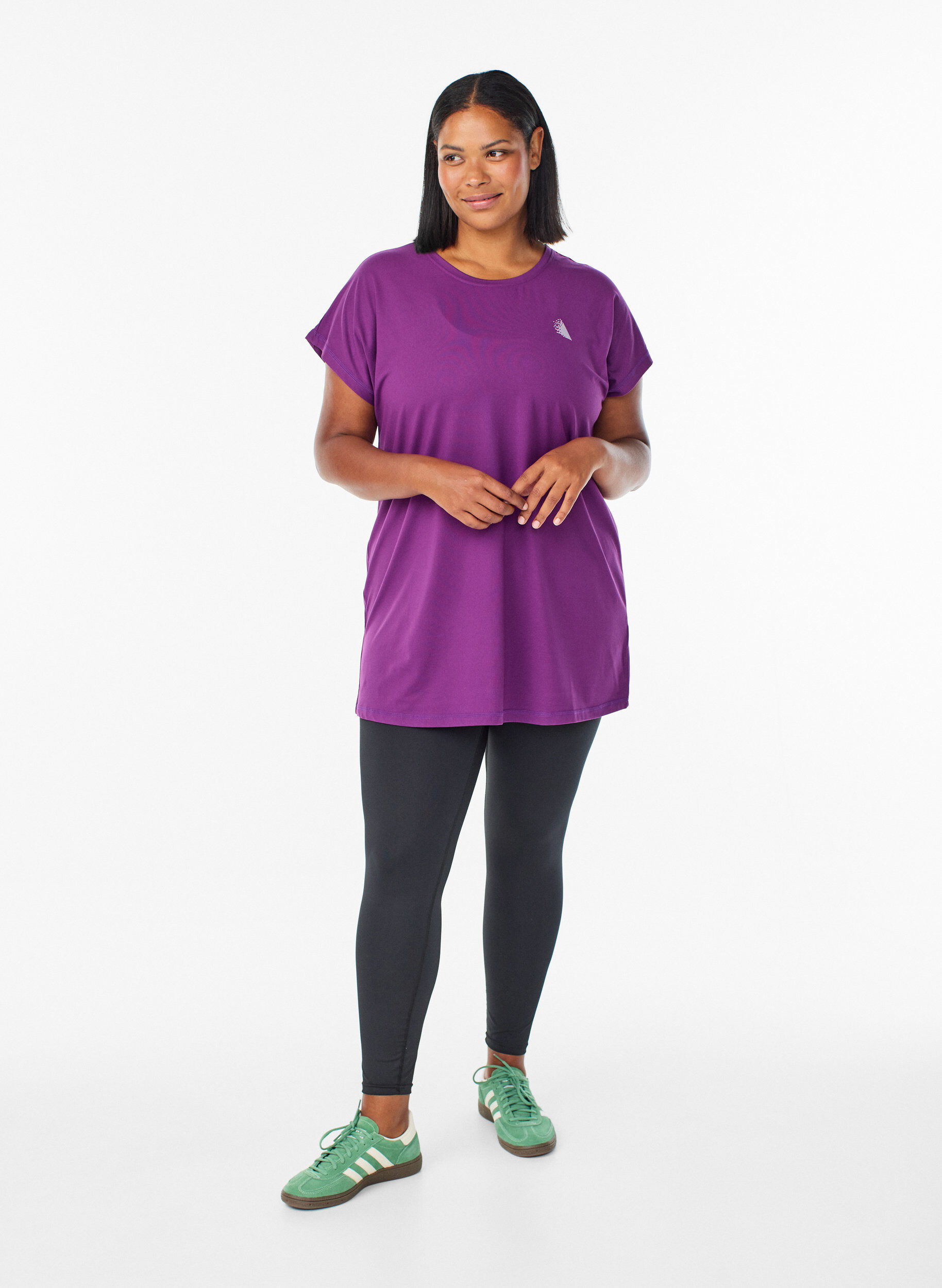 Zizzi T-shirt long de sport, Violet, Model image number 1