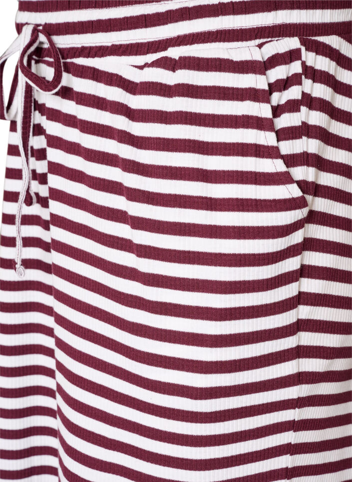 Pantalon de pyjama ray&eacute; &agrave; taille haute et coupe ample, Bordeaux, Packshot image number 2