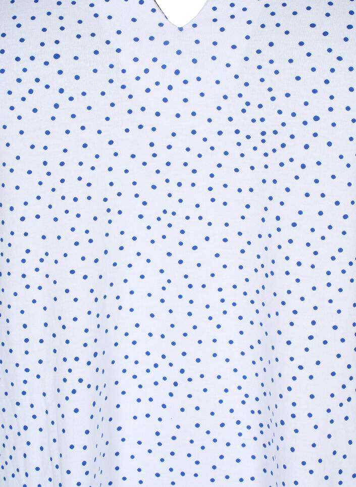 T-shirt en coton avec des points et un col en V, B.White/S.T.W Dot, Packshot image number 2