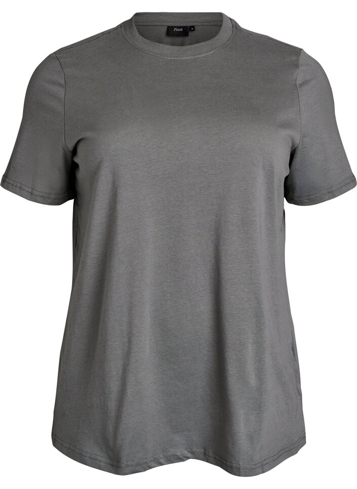 Basic-T-Shirt aus Baumwolle mit Rundhalsausschnitt., Grau, Packshot image number 0