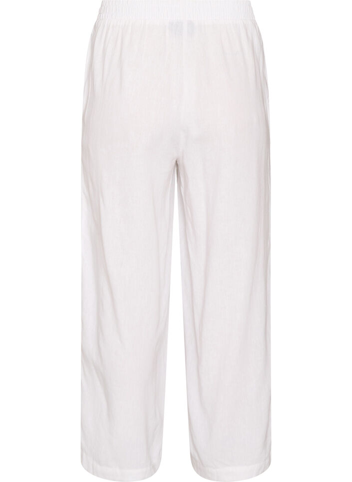 Pantalon large en lin et viscose, Blanc, Packshot image number 1