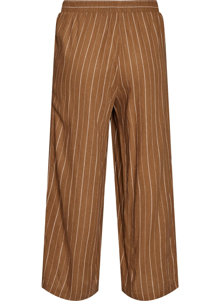 Pantalon large en lin et viscose, Marron, Packshot