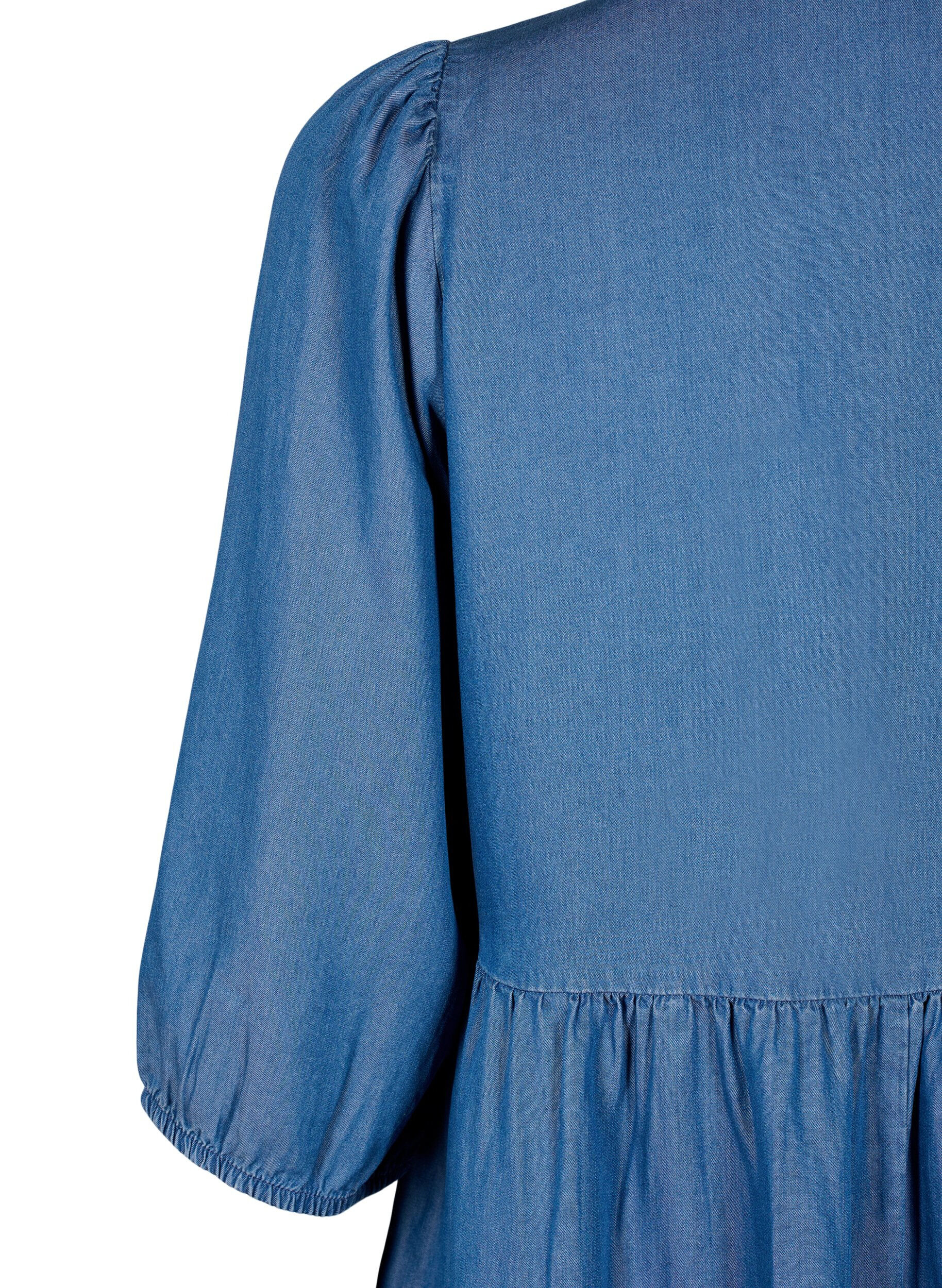 Zizzi Robe en jean en TENCEL&trade; Lyocell avec manches 3/4, Blue Denim, Packshot image number 3