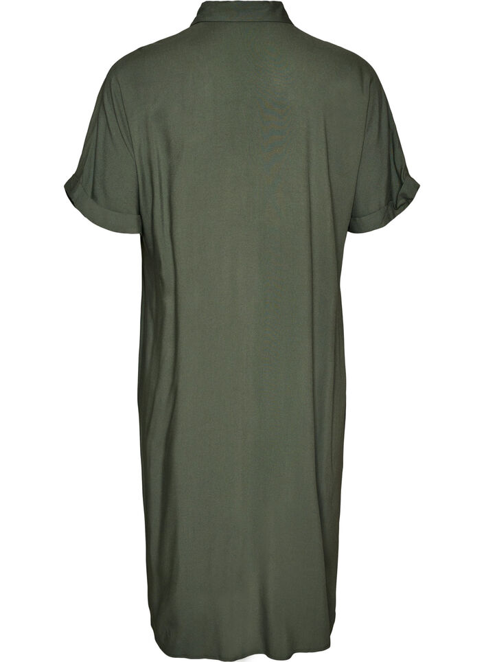 Robe chemise longue avec manches courtes, Vert, Packshot image number 1