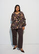 Bluse mit Blumenprint und R&uuml;schendetails, Schwarz, Model image number 1