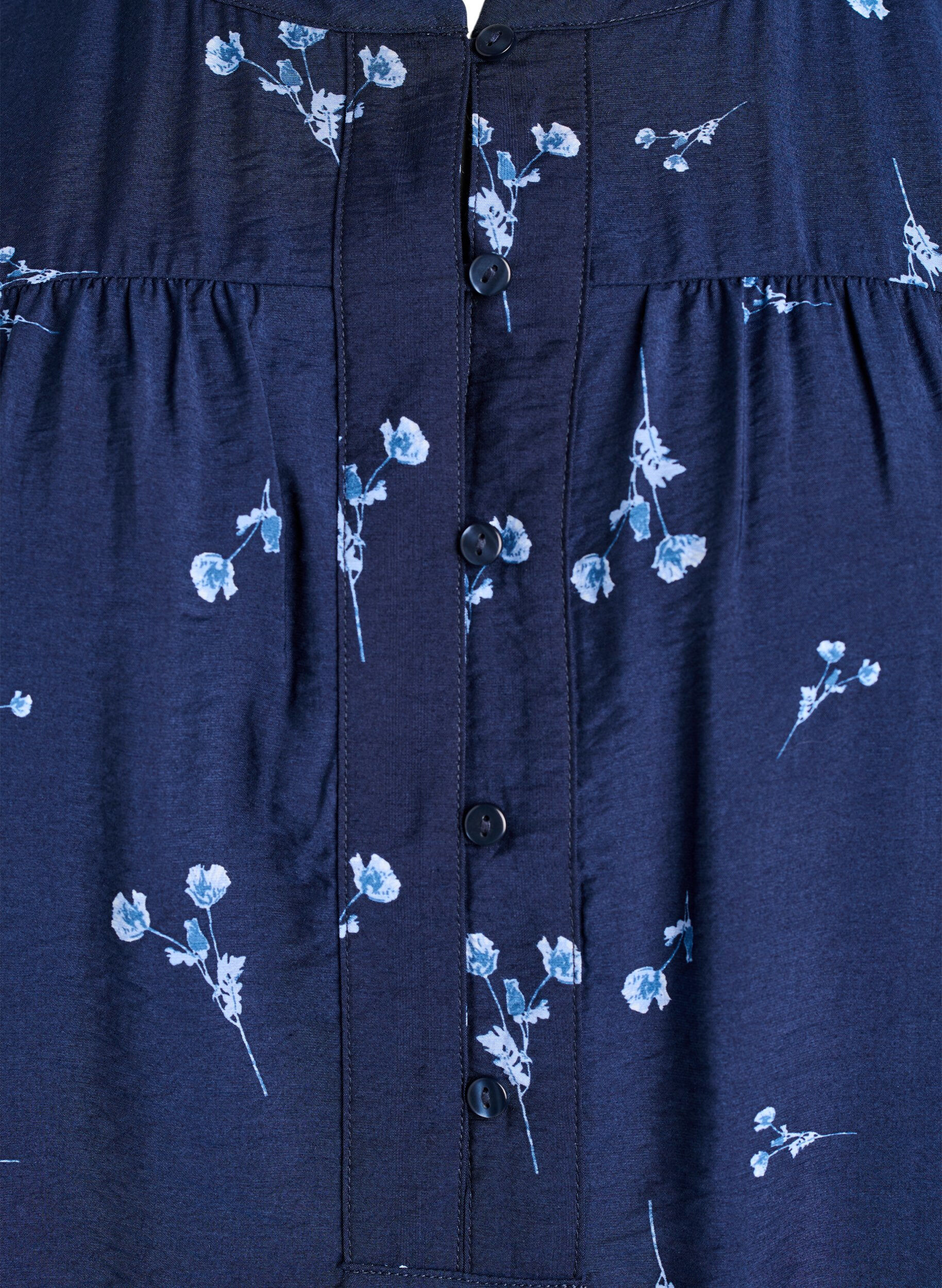 Zizzi Bluse mit Knopfverschluss und kleinen Blumen, Blau, Packshot image number 2